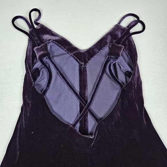 Vintage Bruno Duluc x Kush Mini Dress S Purple Velvet Strappy 80s 90s Y2K Dance - Picture 9 of 16
